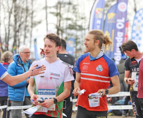 Simon Imark och Gustav Bergman är två löpare som högst troligt blandar sig i toppstriden på Medeldistans-SM. Bilden från Ultralång-SM tidigare i vår.