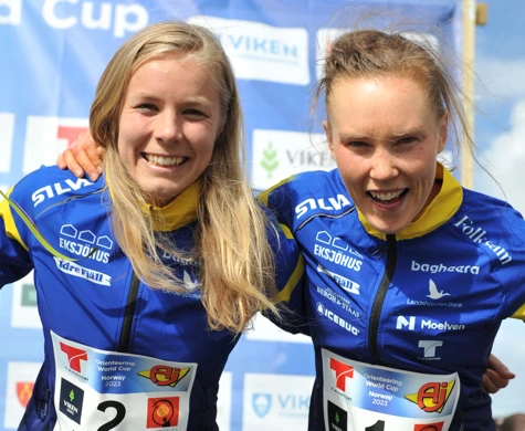 Sara Hagström och Tove Alexandersson från svenska orienteringslandslaget