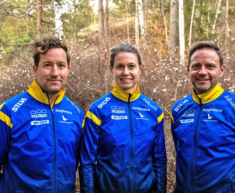 Från vänster: Landslagschef Håkan Carlsson, Lina Strand landslagstränare med huvudfokus på skog och Kalle Dalin landslagstränare med huvudfokus på sprint.