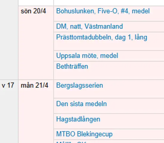 Tävlingskalendern natt-DM 2025
