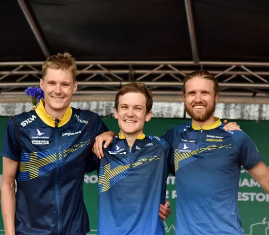 Medaljtrion Anton Johansson, Albin Ridefelt och Gustav Bergman