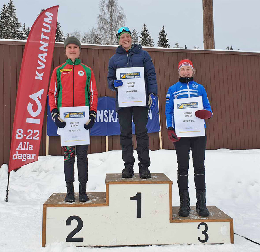 Topp tre i damklassen på långdistansen i Boden. Fr.v. Frida Sandberg, Linda Lindkvist och Hanna Eriksson. Bild: Linus Rapp.
