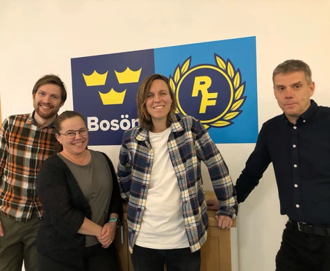 Daniel Hajek, Anna Hansson, Maria Magnusson och Olle Lindman i samband med utbildning på Bosön.